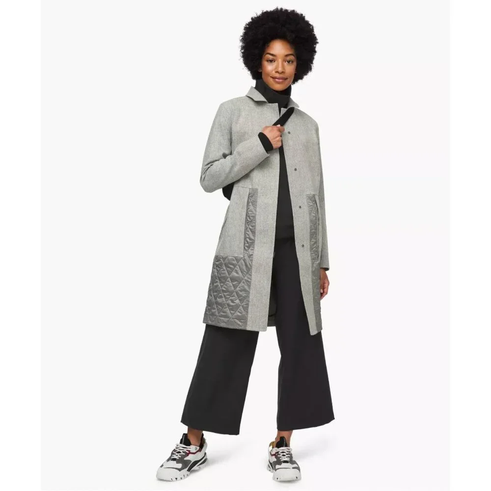 NWT LULULEMON Roam Far Wool Coat 10 Waterproof Primaloft Tech Quilted Bottom - Picture 1 of 6